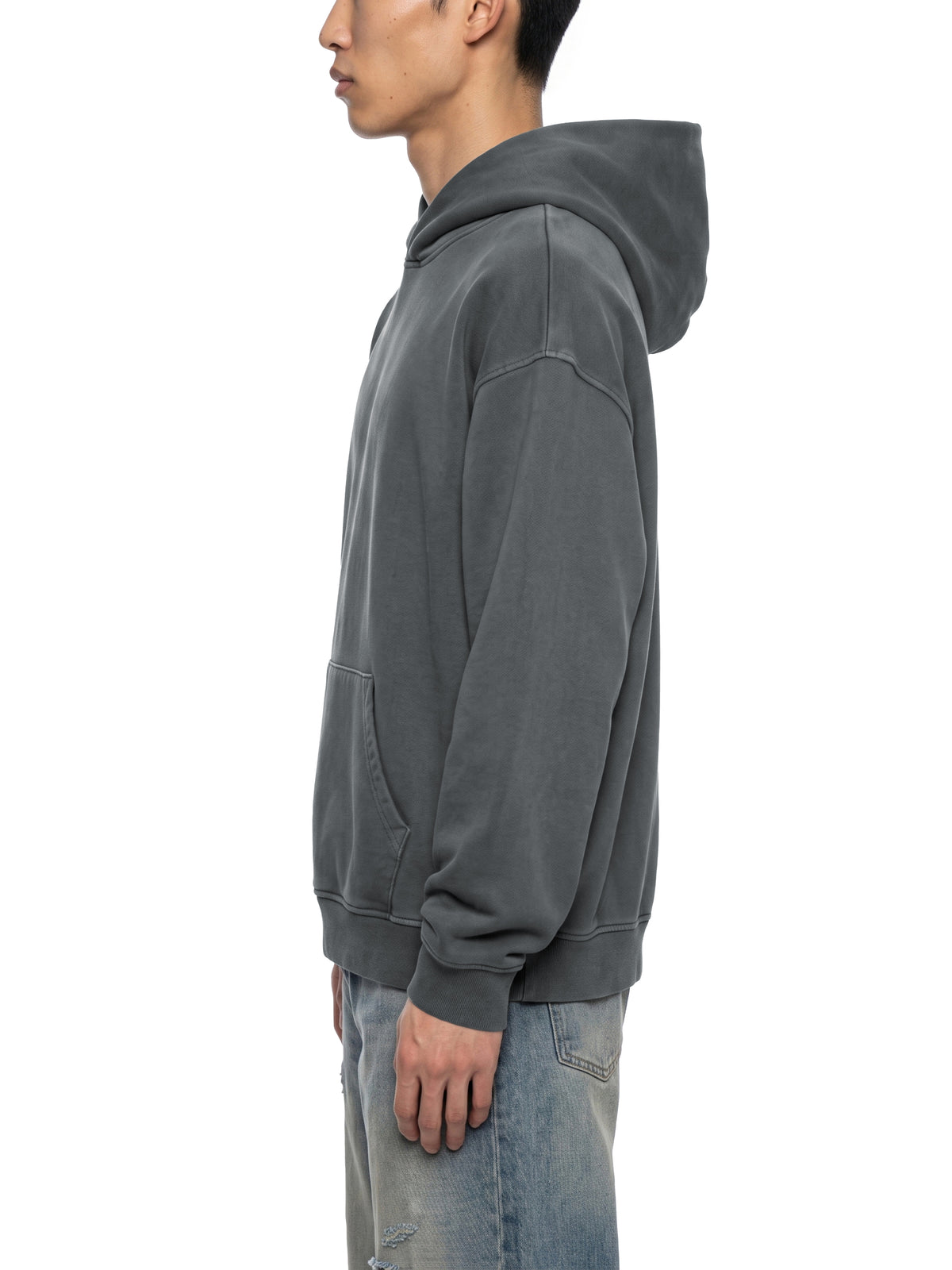 Vintage Wash Boxy Hoodie – Dark Gray & Jeans Blue