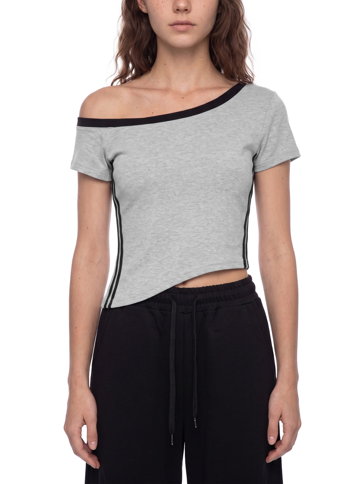 Color Block Off-the-Shoulder T-Shirt