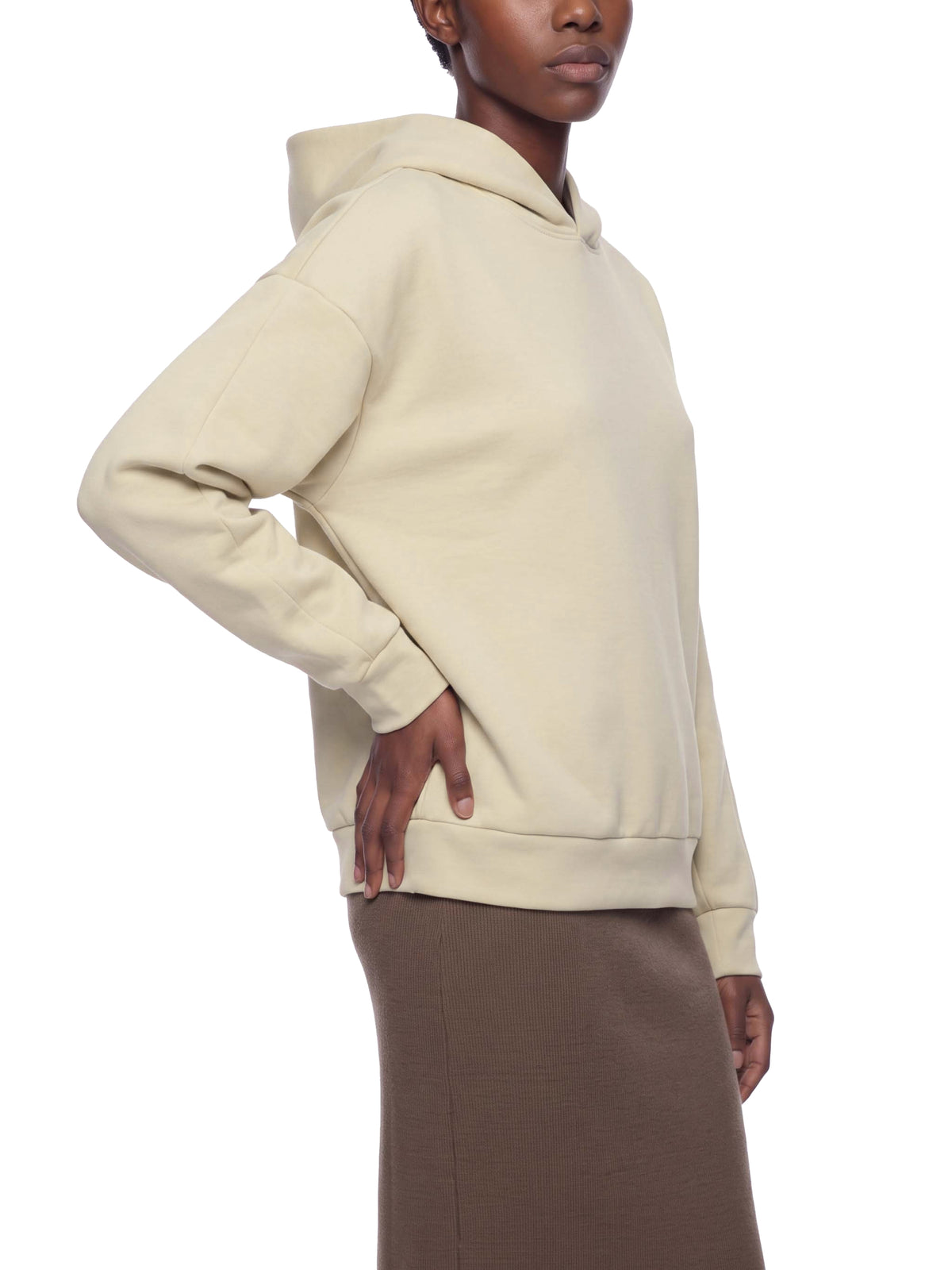 Cropped Boxy Stretch Fleece Hoodie
