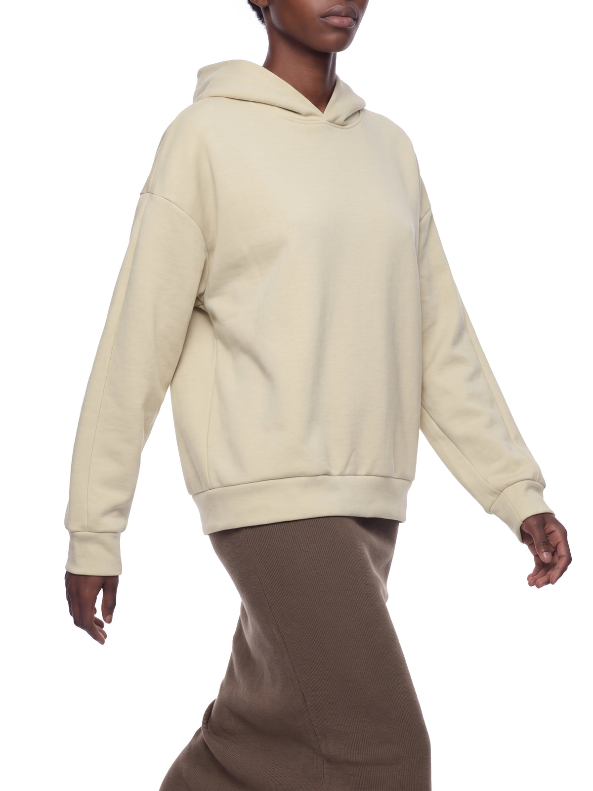 Cropped Boxy Stretch Fleece Hoodie