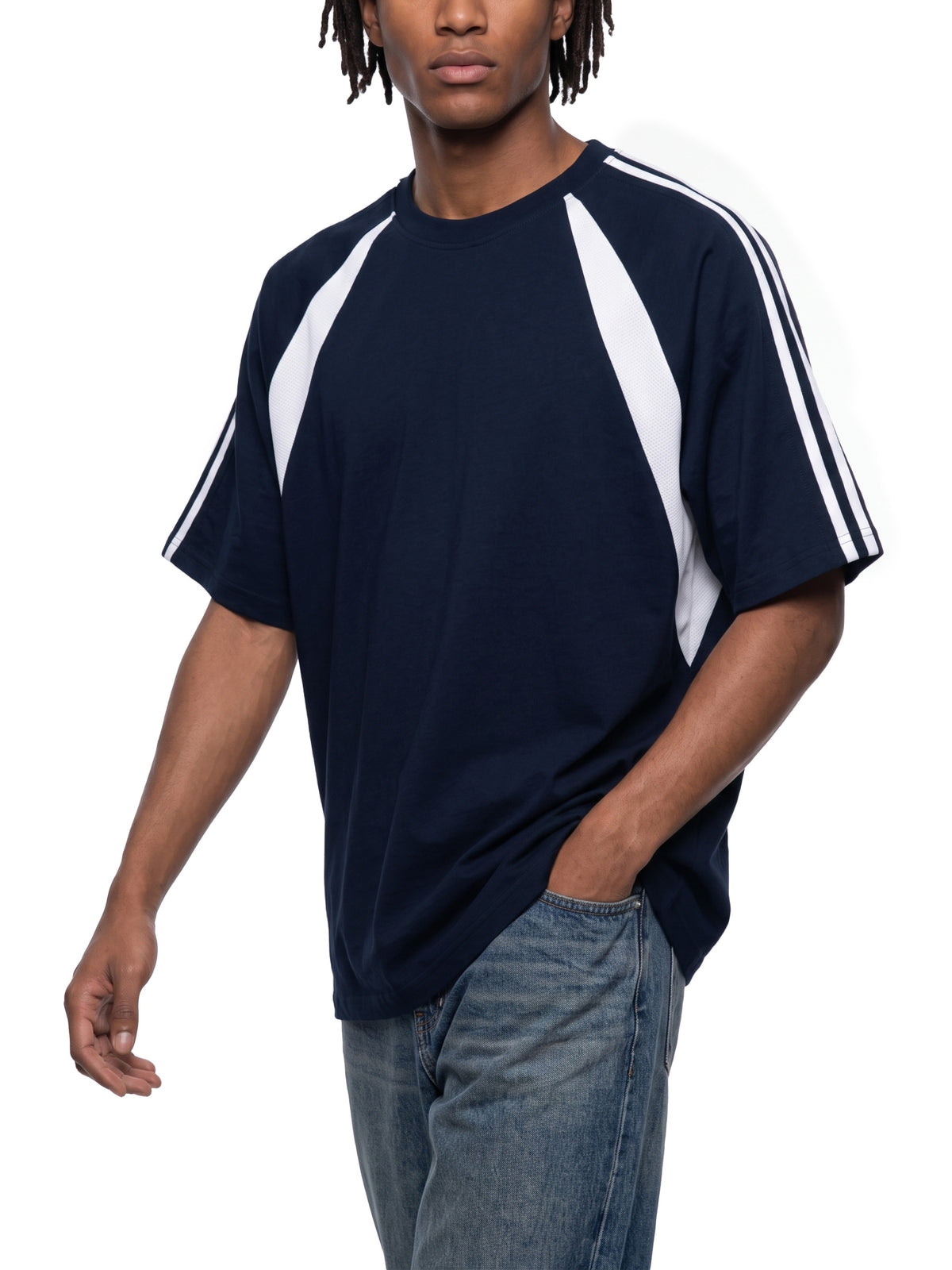 Navy Blue with White model men