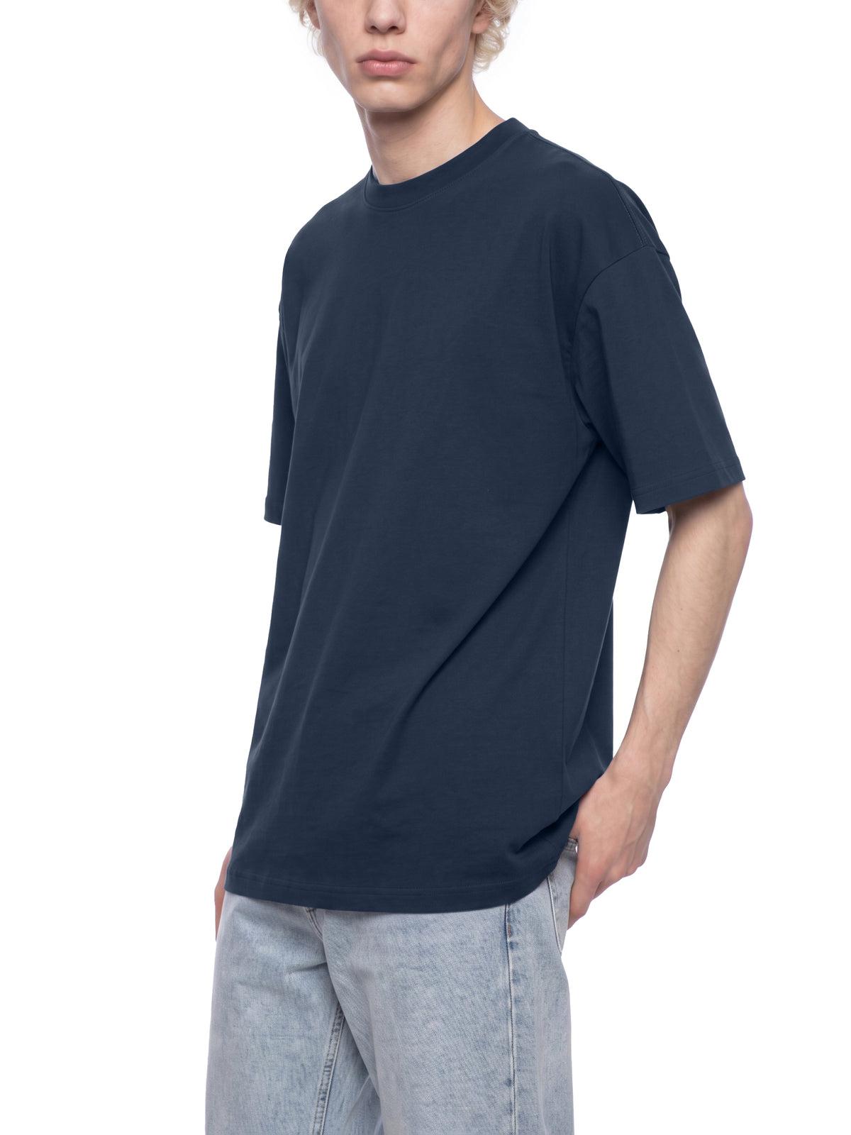 Oversized Drop Shoulder T-Shirt – Brown & Navy Blue