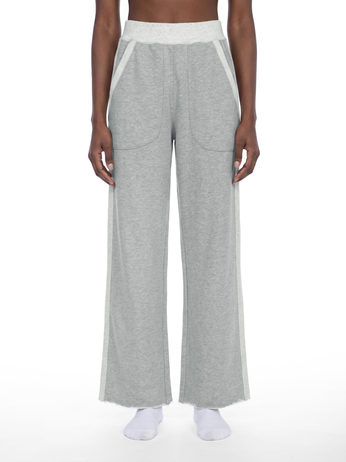 Color Block Raw Hem Sweatpants
