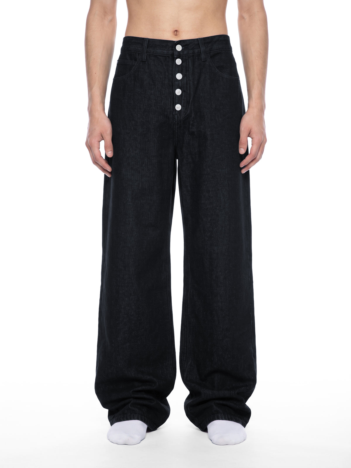 Button Fly Wide Leg Jeans