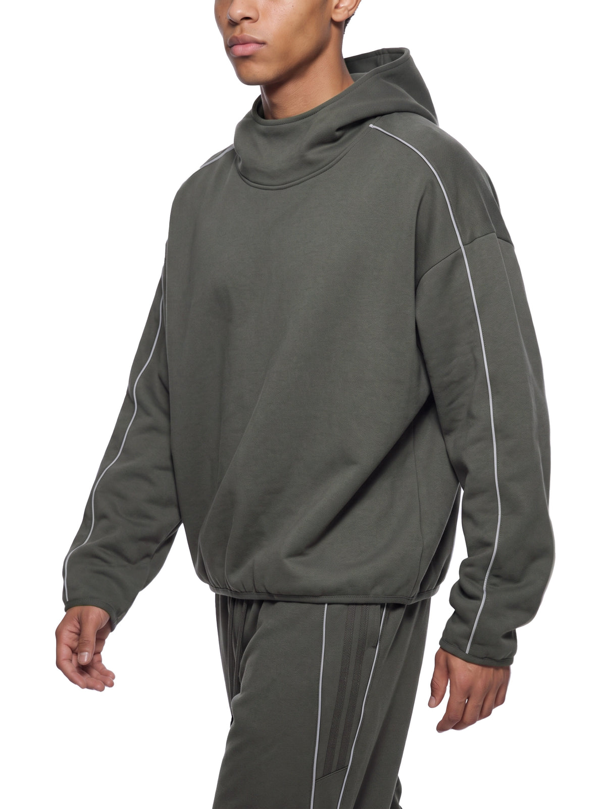 Boxy Piping Fleece Hoodie