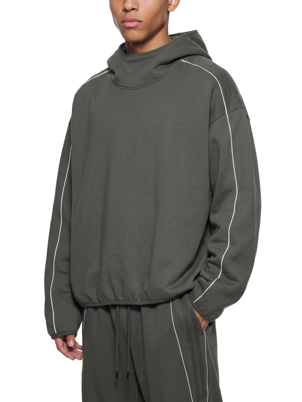 Boxy Piping Fleece Hoodie