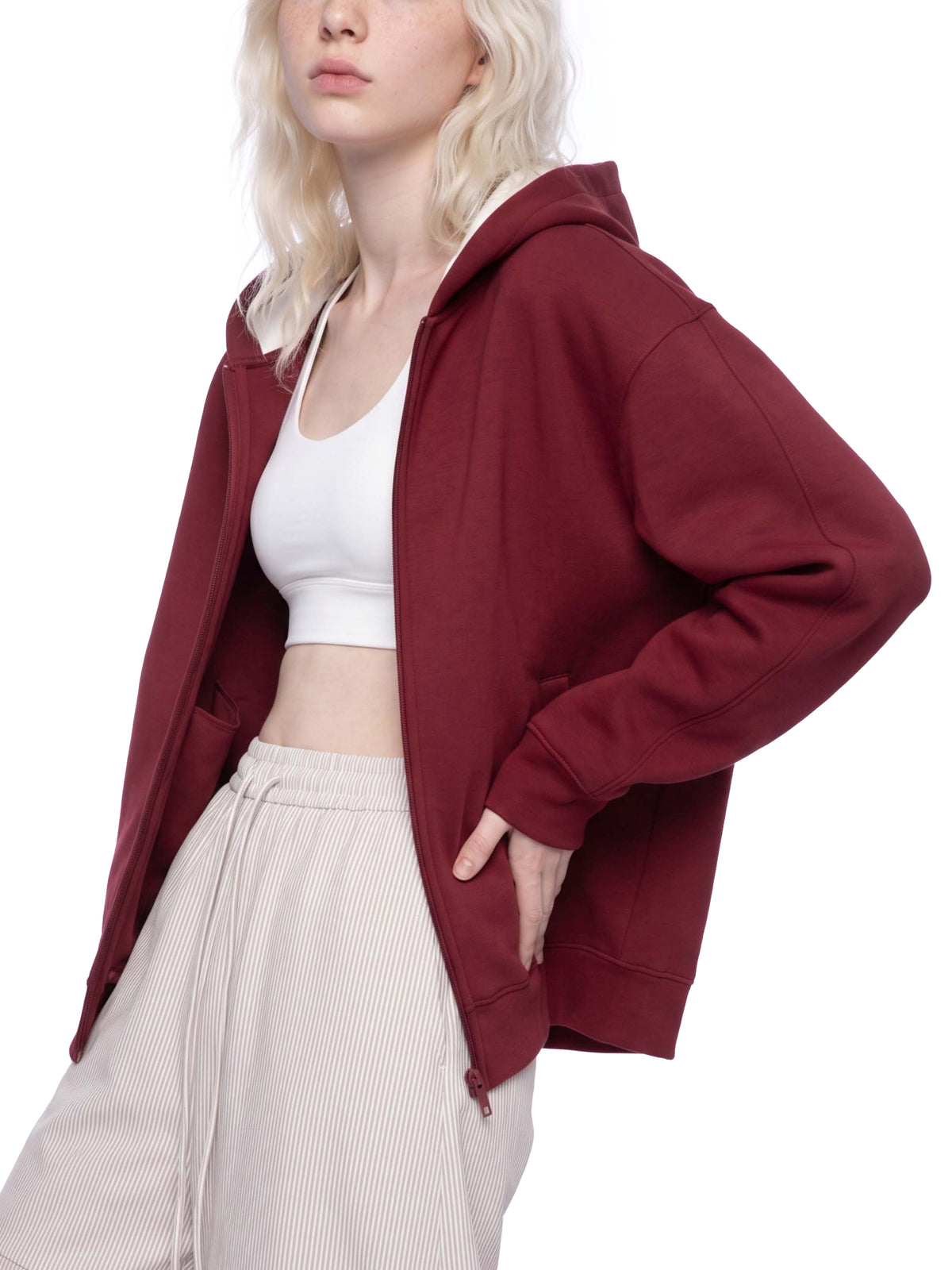 Drop Shoulder Full Zip Hoodie
