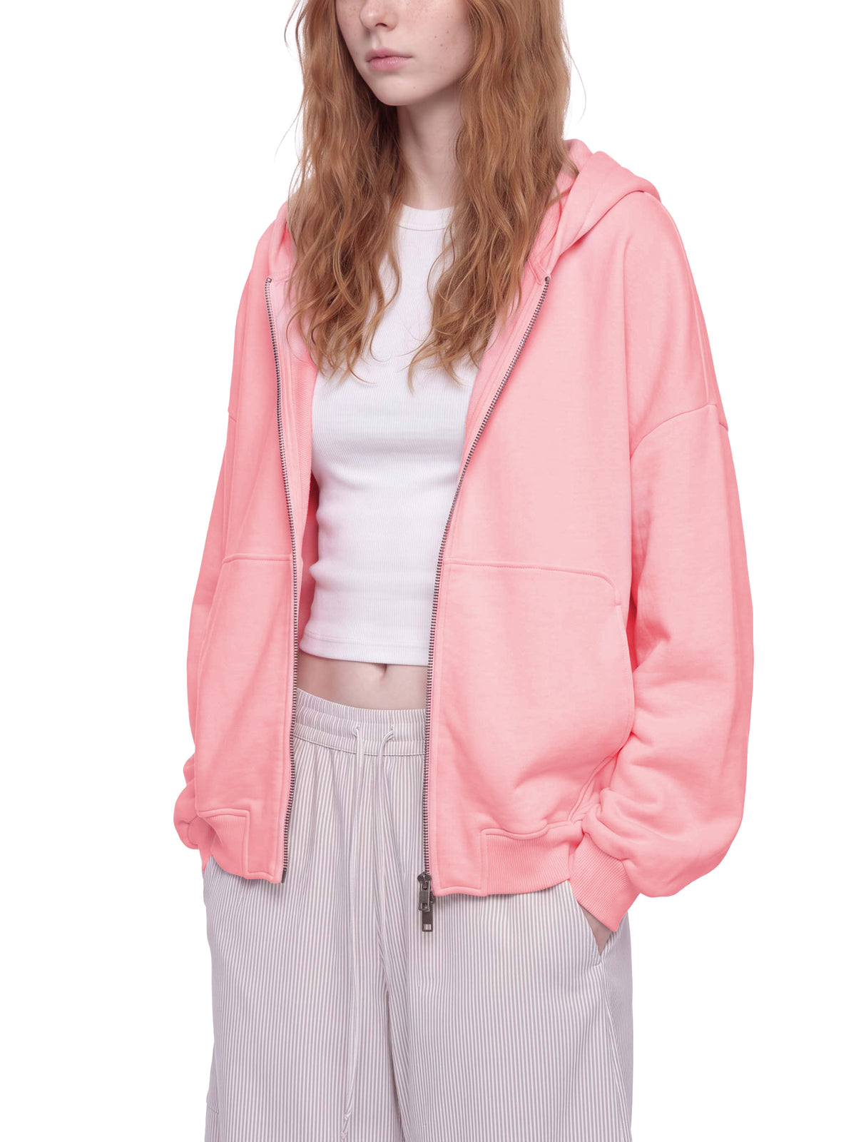 Vintage Wash Cotton Boxy Zip Hoodie