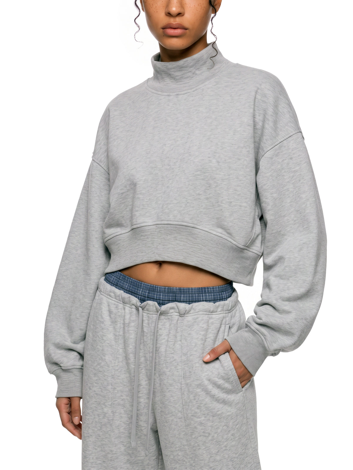 Cropped Mock Neck Sweatshirt