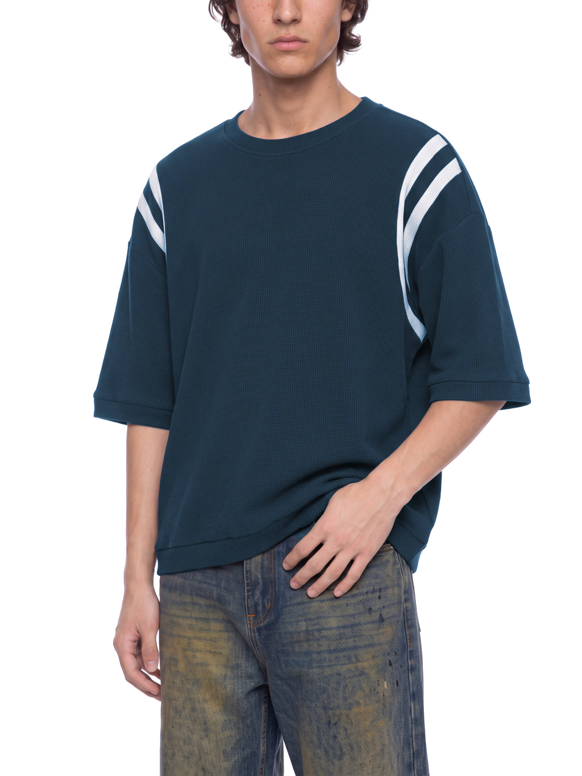 Color Block Waffle Boxy T-Shirt