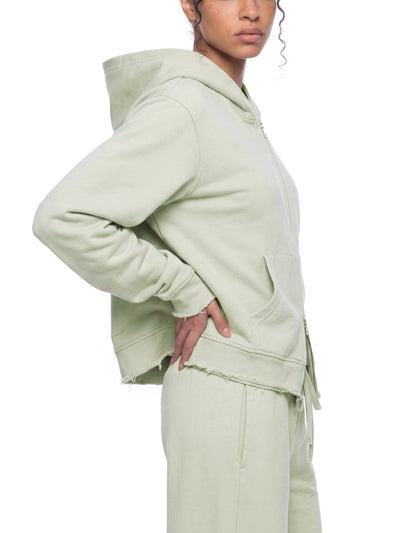 Raw Edge Zip Hoodie