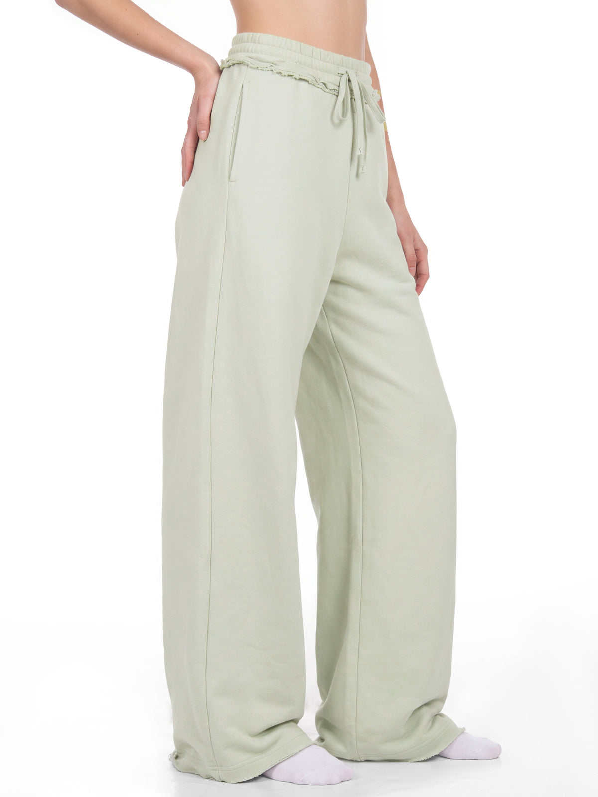 Raw Edge Wide Leg Sweatpants
