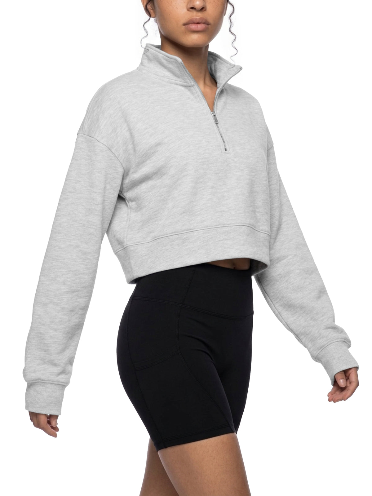 Cropped Quarter-Zip Sweatshirt