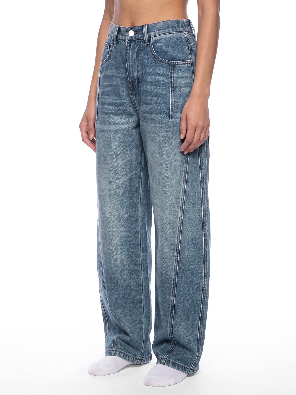 Vintage Wash Barrel Leg Jeans