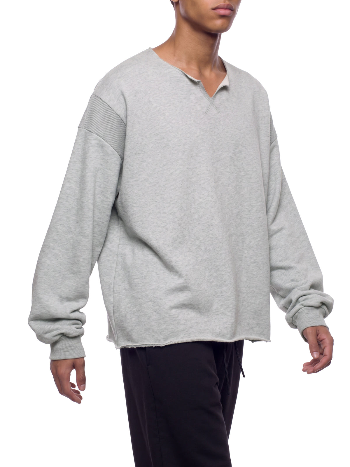 Paneled Raw Edge Boxy Sweatshirt