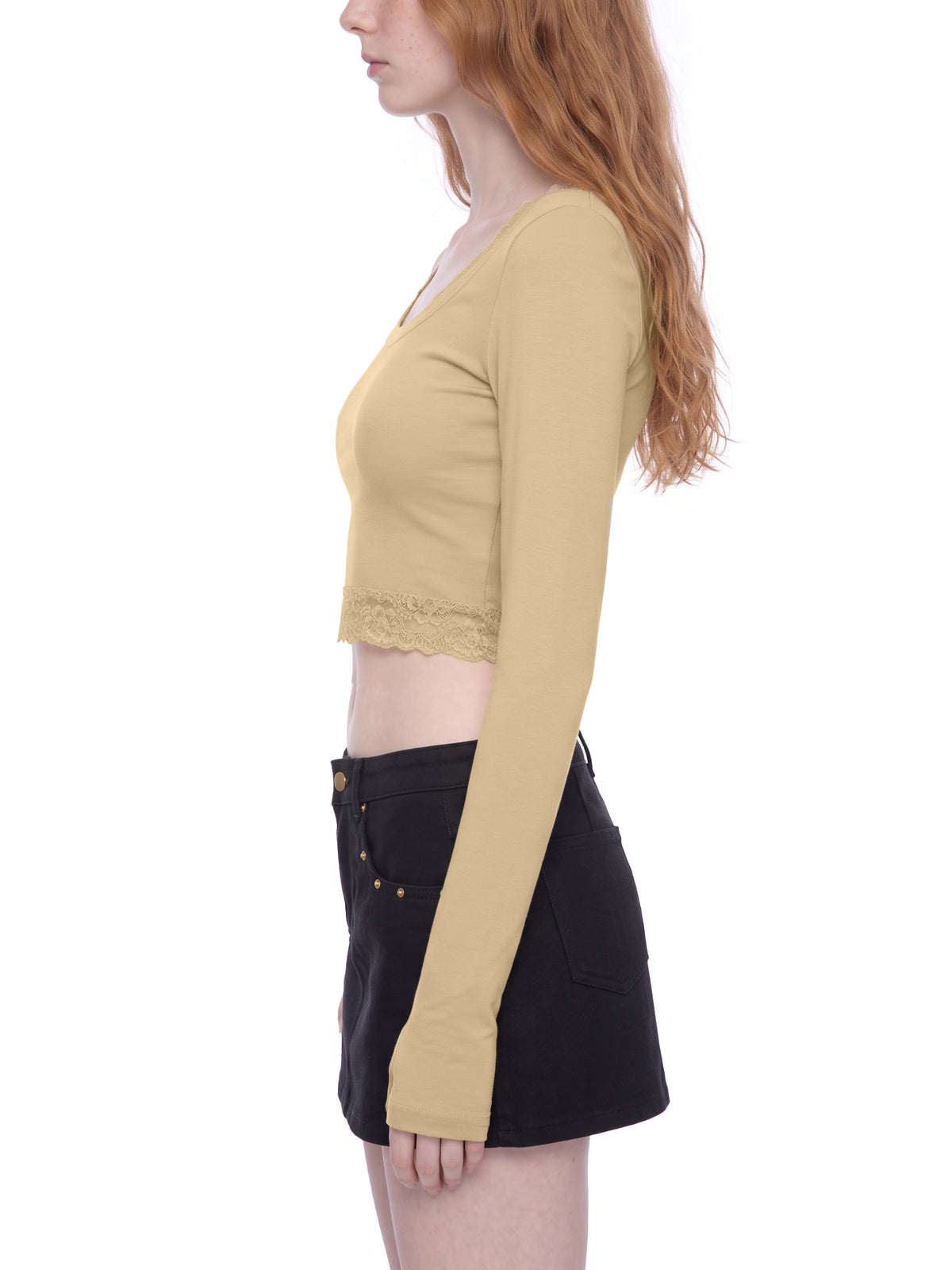 Lace Trim Long Sleeve T-Shirt