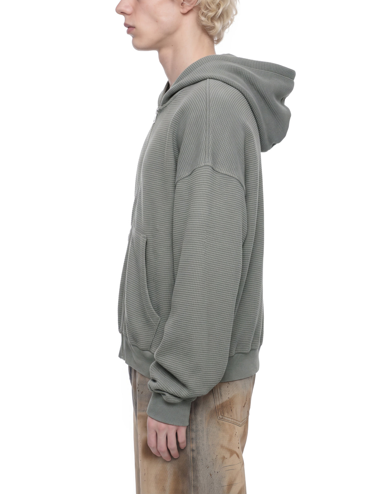 Mineral Wash Boxy Waffle Hoodie