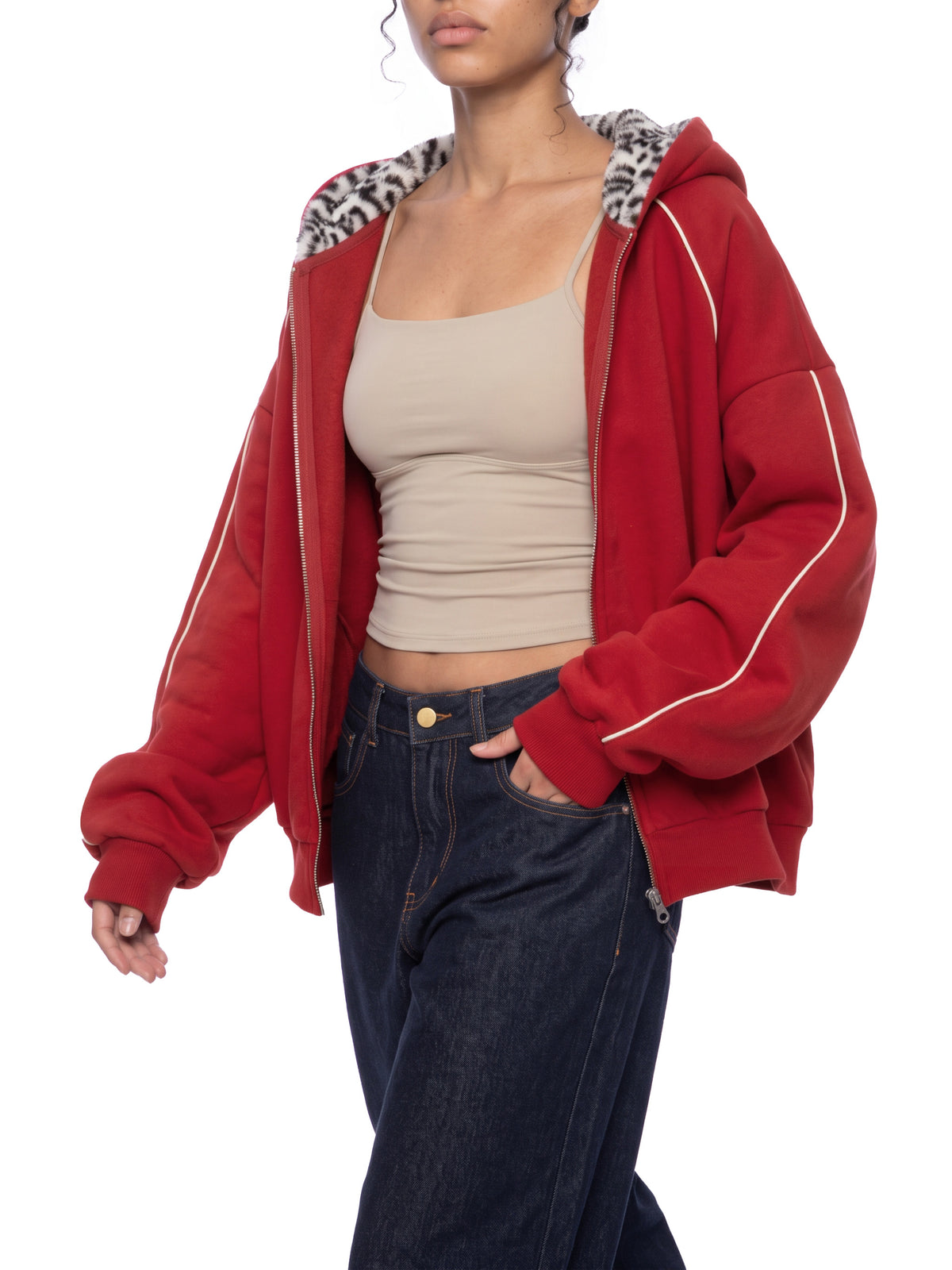 Wine Red with Leopard Gray model women