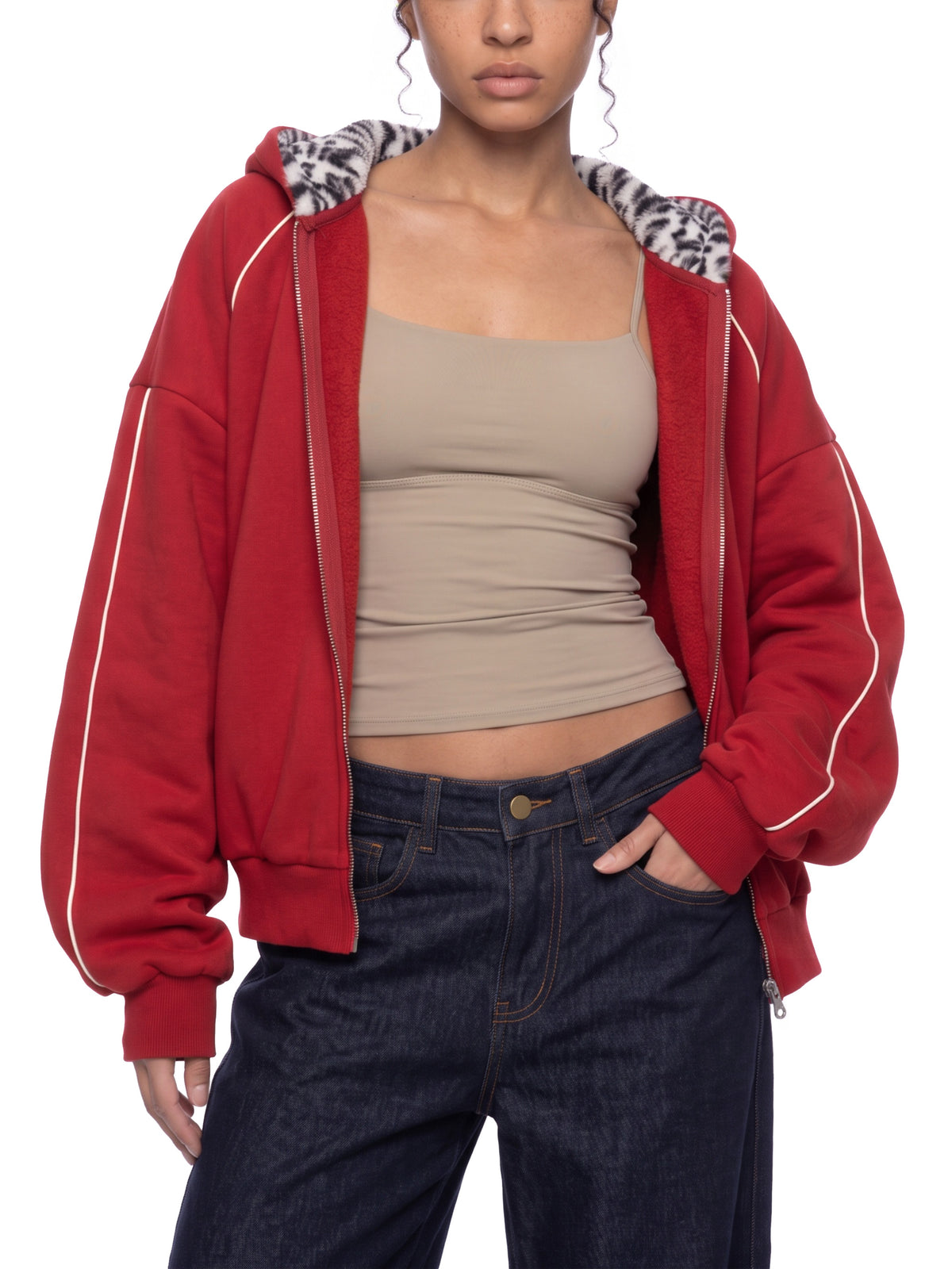 Wine Red with Leopard Gray model women