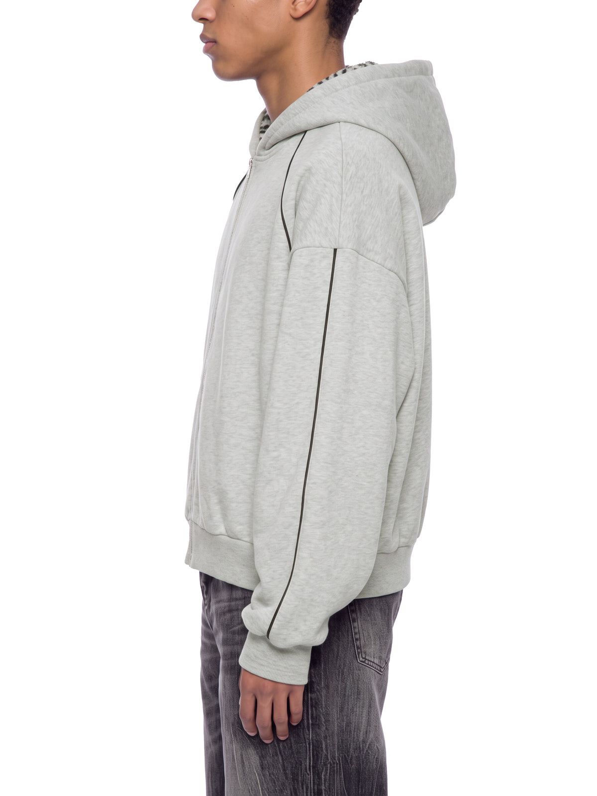 Boxy Fleece Piping Full Zip Hoodie